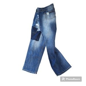 Cato medium denim distressed tapered leg jeans